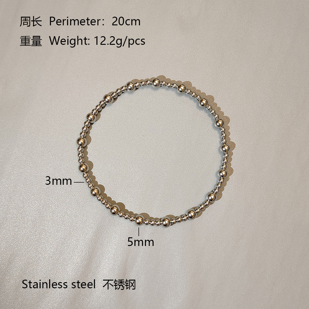Geometric Plated Stainless Steel Elastic Beaded Charm Bar Unisex
