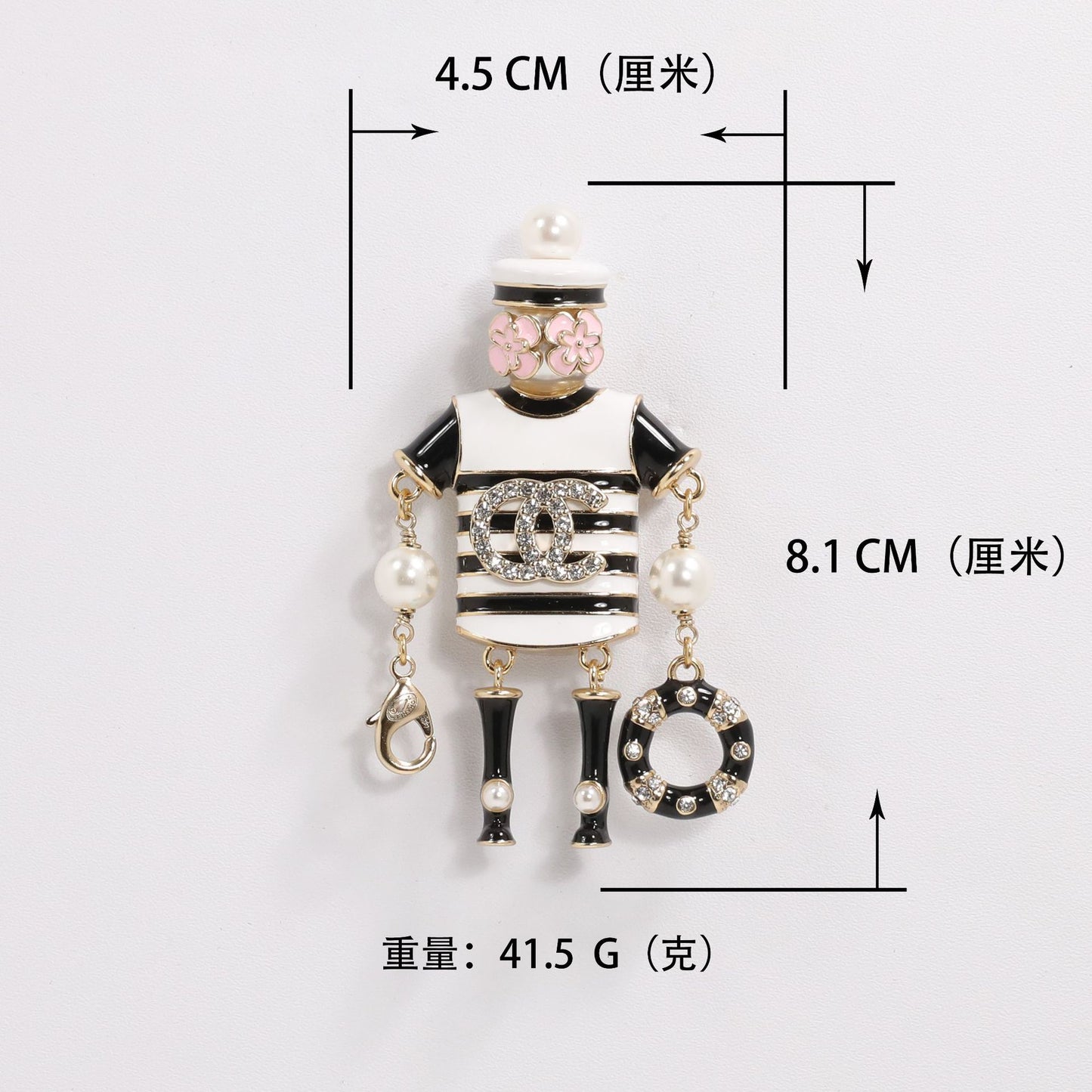 Colorful Enamel Acrylic Cartoon Brooch with Pearl and Rhinestone Inlay for Women