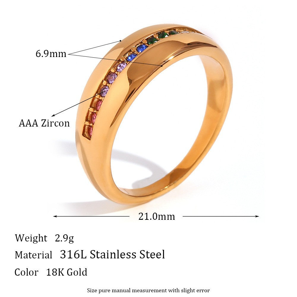 Minimalist Geometric Stainless Steel Ring Set with 18K Gold Plating for Women
