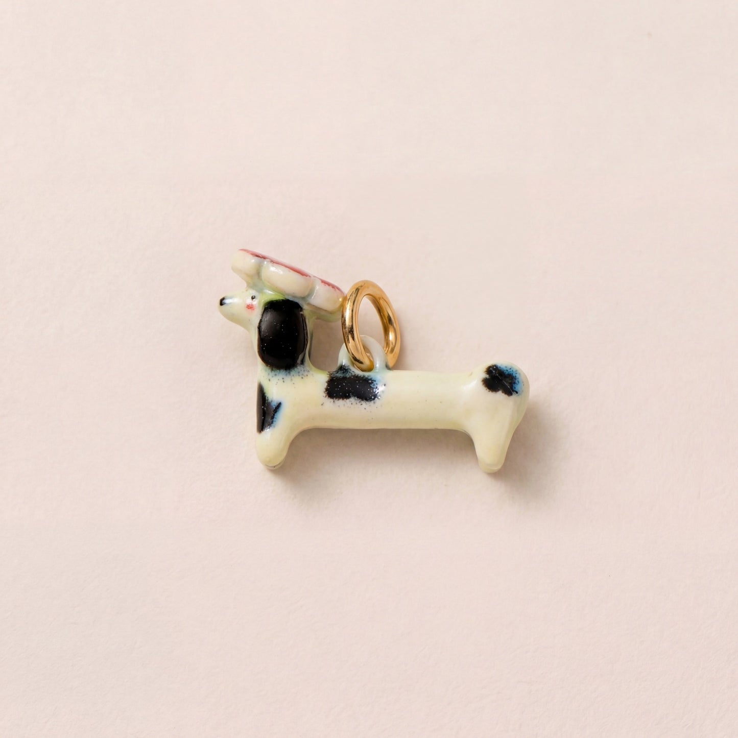 Vintage 18K Gold Plated Brass Animal Mushroom Drip Oil Charm Bar