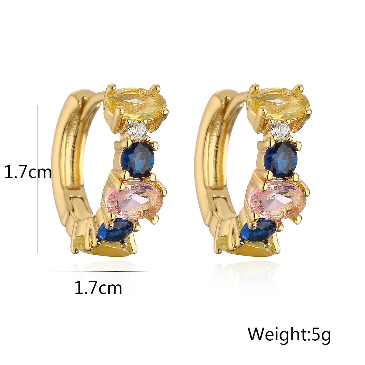 Minimalist Geometric Copper Hoop Earrings with Real Gold Plating and Zirconia Accents for Women