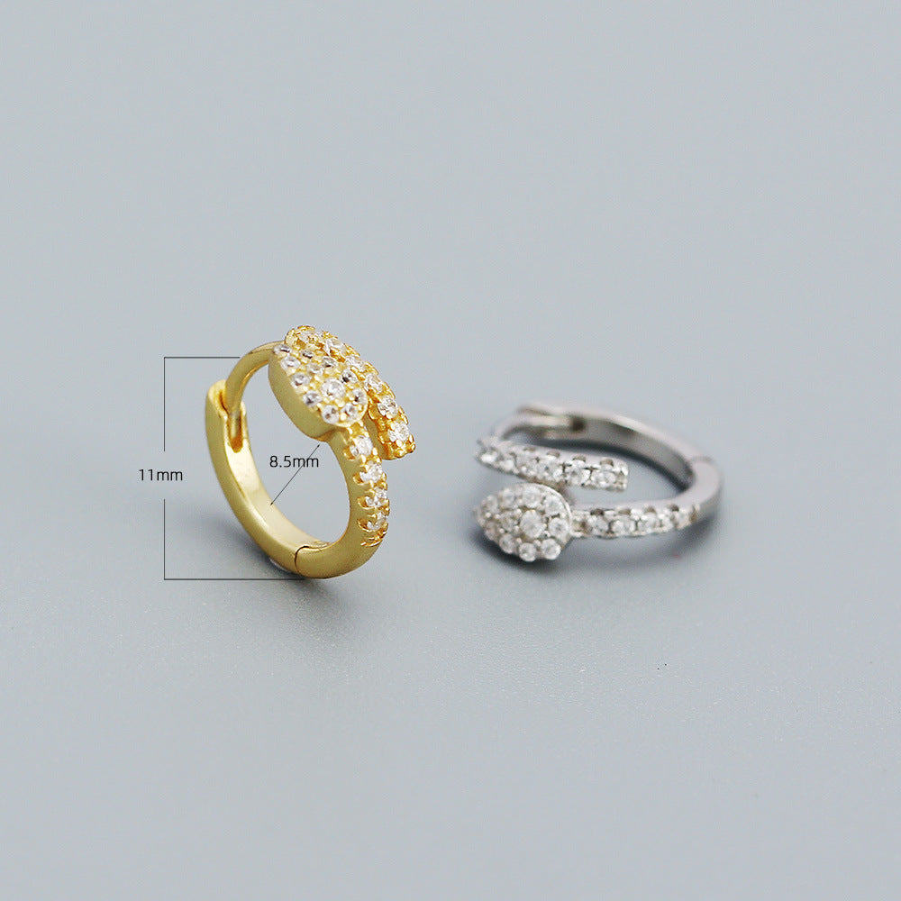 Sweet Streetwear 925 Sterling Silver Animal Cubic Zirconia Hoop Earrings