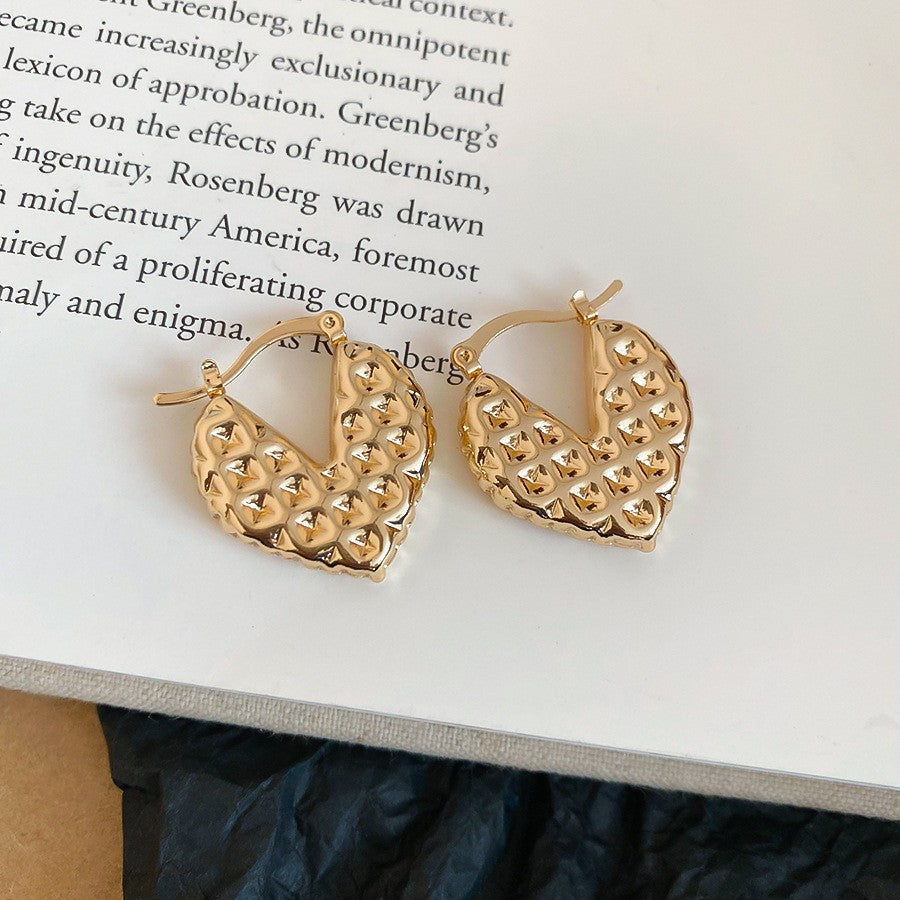 Orecchini a perno geometrici minimalisti in metallo con finitura placcata da donna, gioielli per l'orecchio lussuosi, alla moda e versatili per tutti i giorni