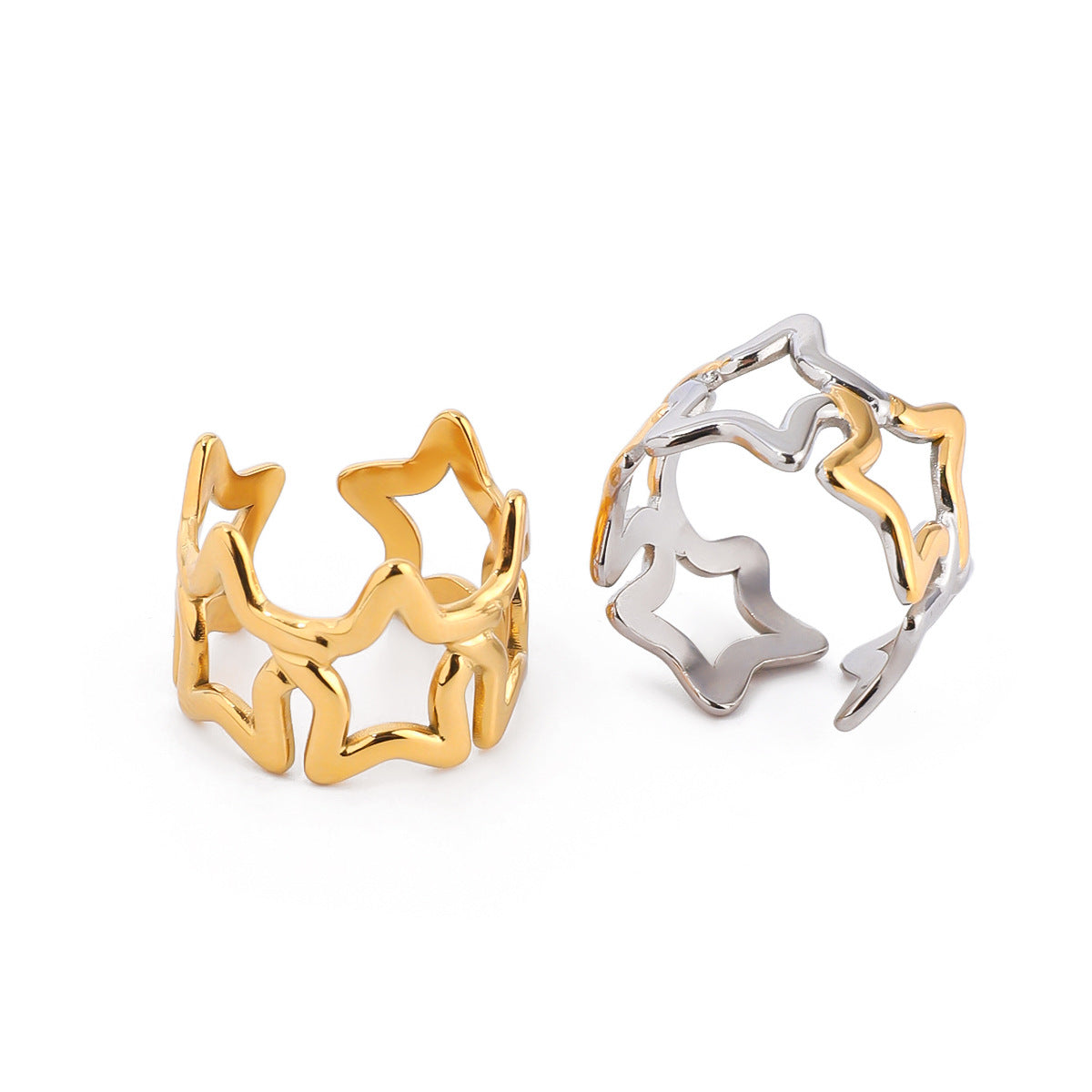 Elegant Star Geometric Plated Stainless Steel Ring for Women