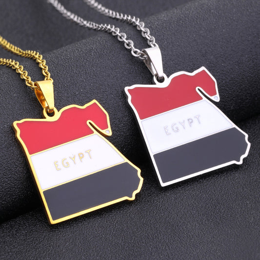 Collana Vintage con Pendente Geometrico in Acciaio al Titanio e Smalto con Catena a O Gioielli Unisex in Acciaio Inossidabile