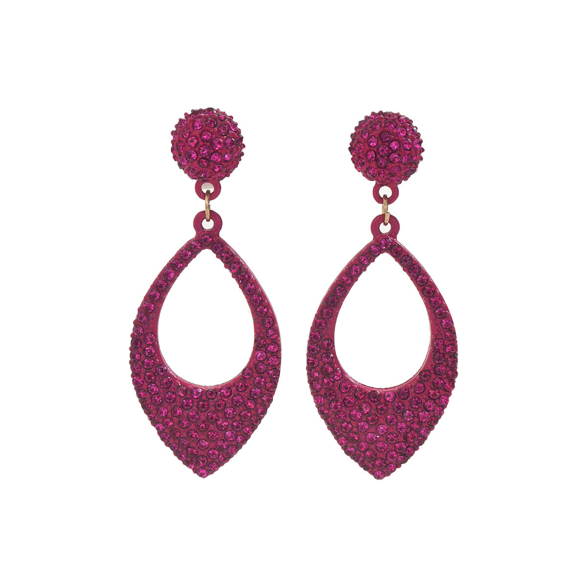 Minimalist Geometric U-Shaped Alloy Hoop Earrings with Full Rhinestone Inlay for Women