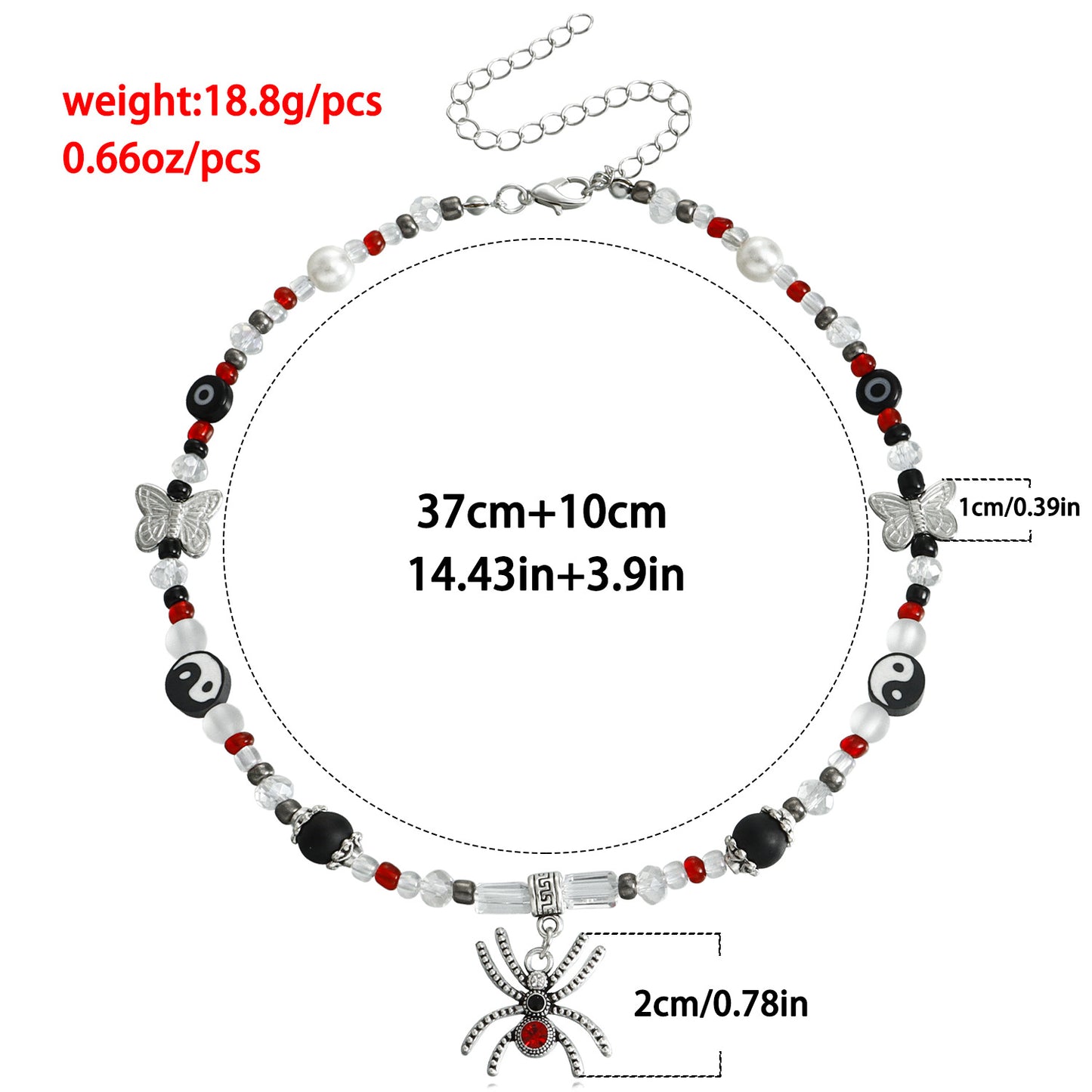 Minimalist Black and White Spider Pendant Necklace for Women with Rhinestone Inlay and Gold Plated Alloy