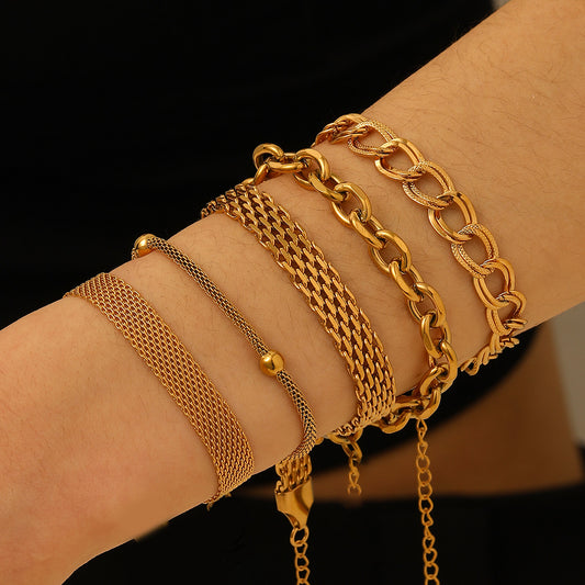 Bracciale INS in acciaio inossidabile placcato oro 18 carati a forma geometrica e a lettera per coppie