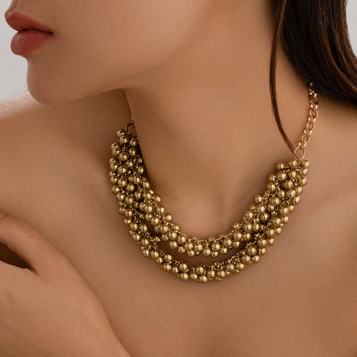 Minimalist Geometric Round Iron Plated Multi-layer Choker Necklace for Women