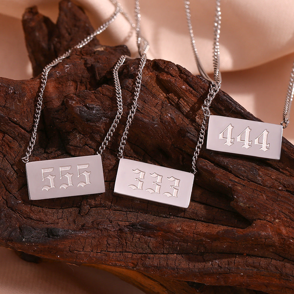 Minimalist Geometric Number Pendant Necklace for Women in Stainless Steel with Plated Finish