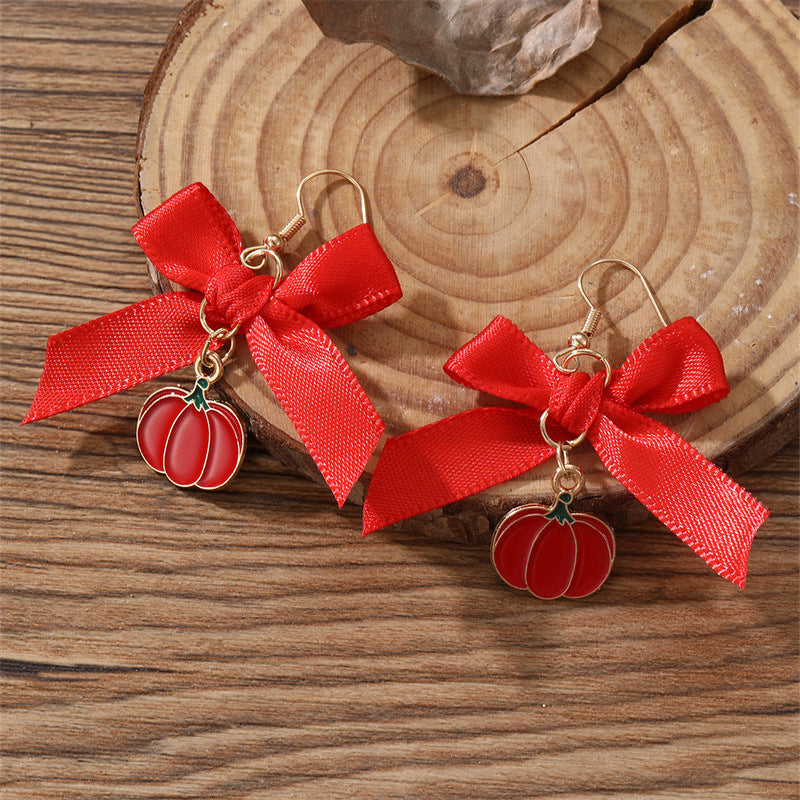 Pendientes Minimalistas de Resina en Forma de Lazo con Incrustaciones de Perlas, Estilo Princesa, para Niñas