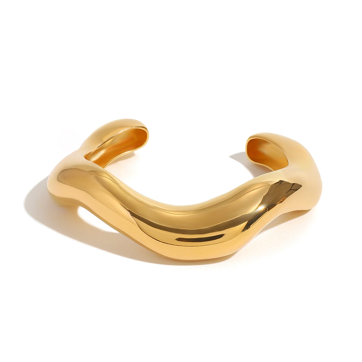 Pulsera de acero inoxidable geométrica minimalista chapada en oro para mujer