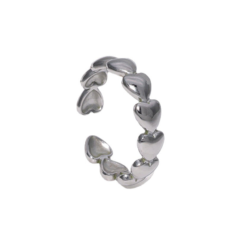 Sweet Minimalist Heart-Shaped Titanium Steel Adjustable Ring for Women with Plated Finish