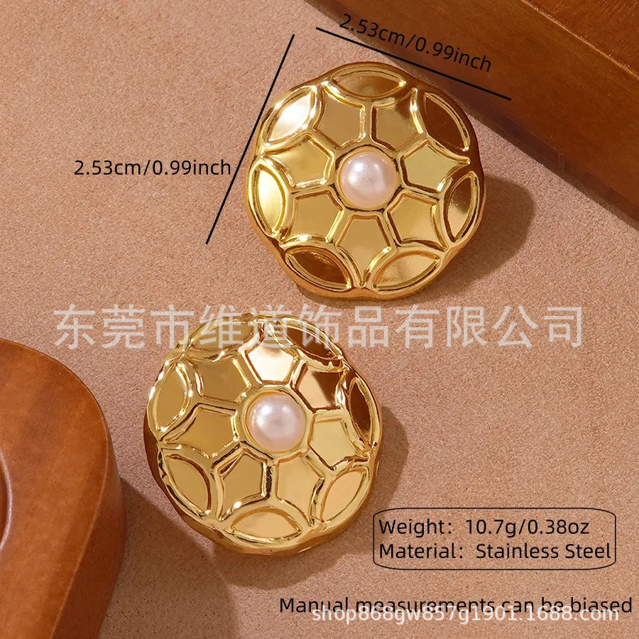 Beach Style Stainless Steel Geometric Starfish Shell Stud Earrings for Women