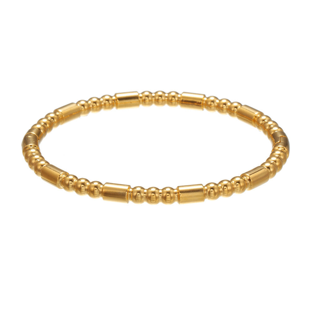 Minimalist Geometric Titanium Steel Bracelet with Gold Inlay for Women and Unisex Fashionable Office Wear