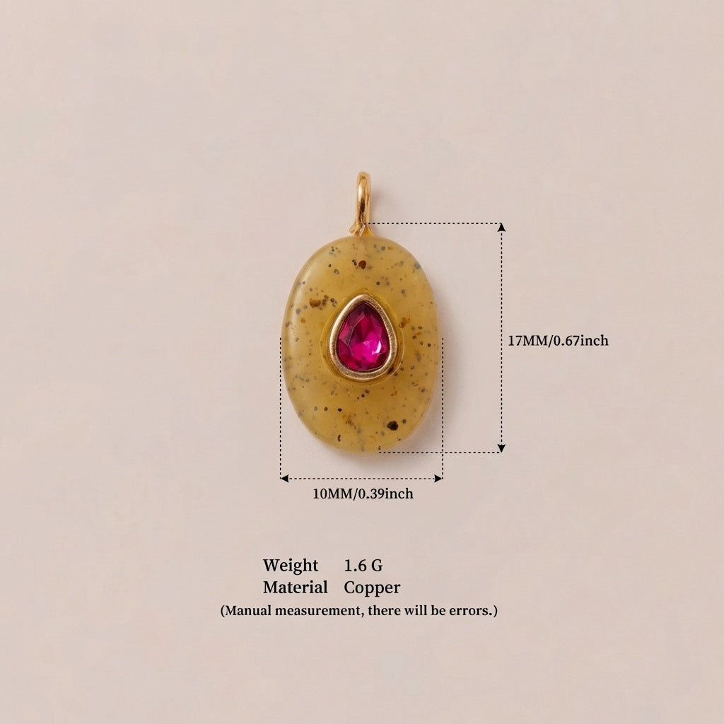 Colorful Birthstone Cubic Zirconia Round Square Glass DIY Charm Bar Gold Plated Brass Pendant