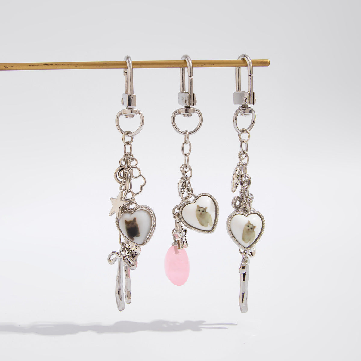 Sweet Acrylic Butterfly Heart Teardrop Keychain Set