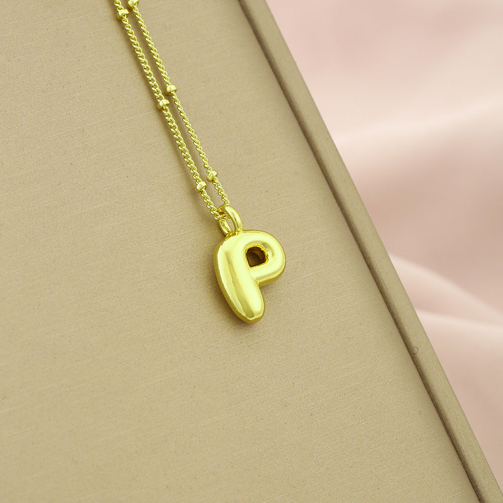 Collar Colgante con Inicial Minimalista para Mujer en Cobre con Acabado Galvanizado Cadena Ajustable para Clavícula
