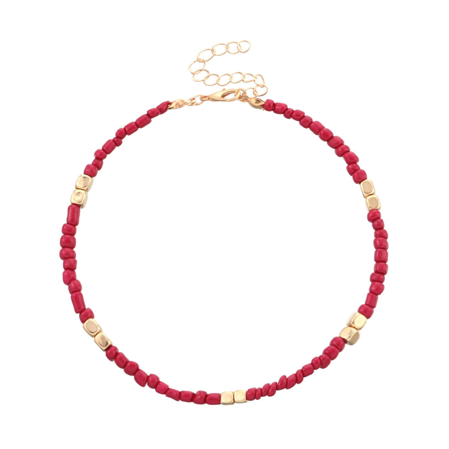 Geometric Gold Glass Beads Anklet for Women