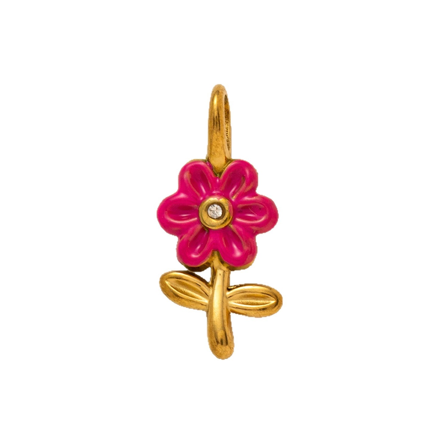Vintage 18K Gold Plated Stainless Steel Planet Flower Pendant Charm Bar