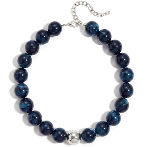 Casual Round Acrylic Bead Necklace Polished Ball Chain Women's Fashion Choker