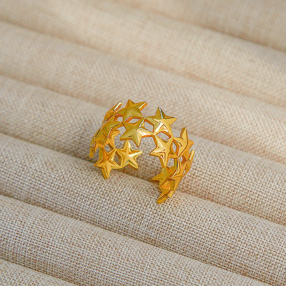 Anello regolabile in acciaio al titanio, stile hip hop geometrico, placcato per donna