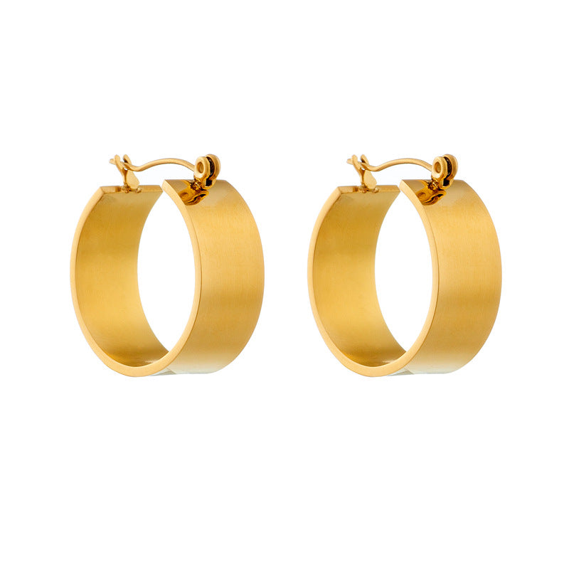 Retro Minimalist Geometric Titanium Steel Hoop Earrings for Women with Plated Finish, Sweet and Cool Aesthetic