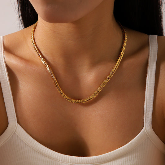Ins Style Geometric Titanium Steel Necklace 18K Gold Plated Stainless Steel Clavicle Chain for Women