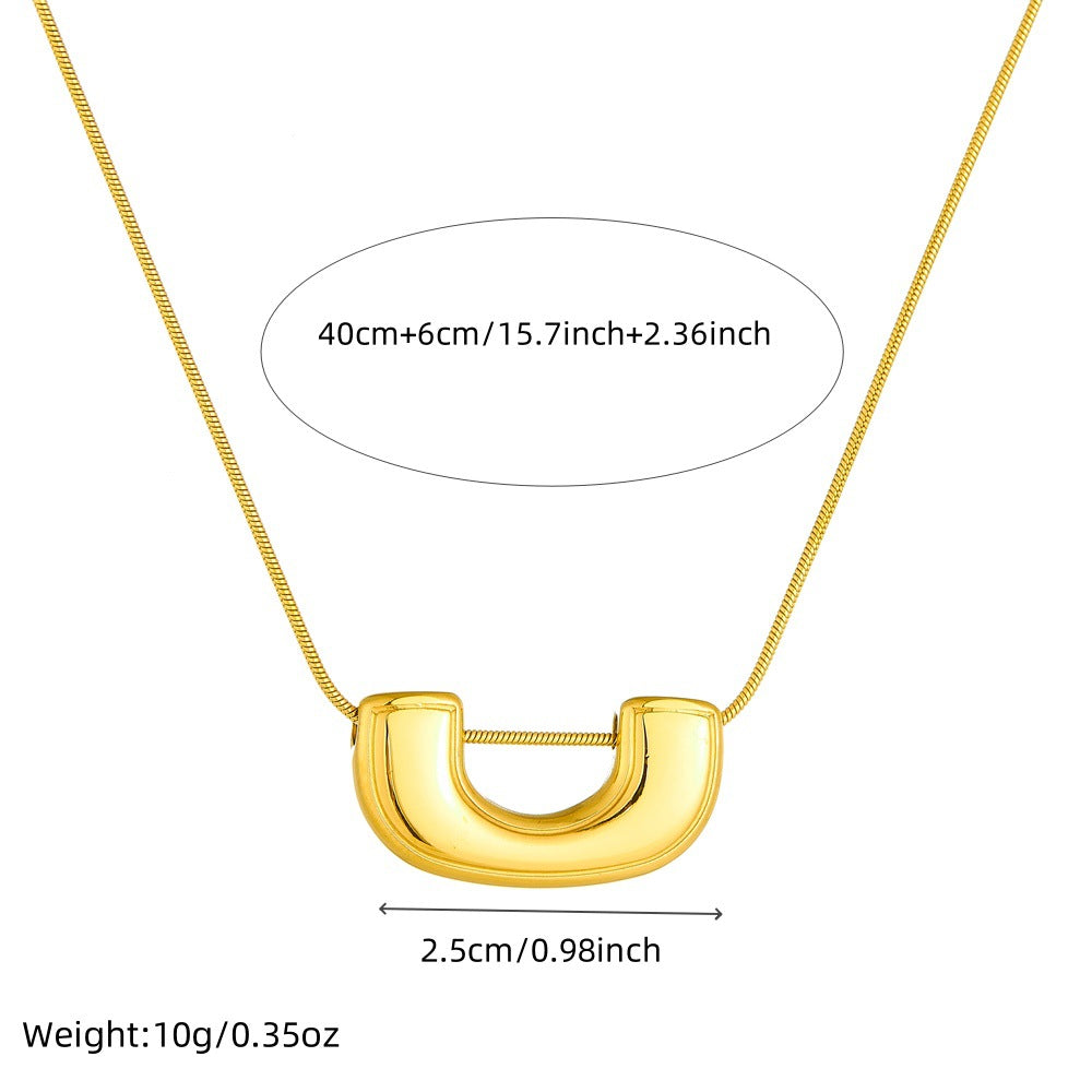 Collana girocollo da donna con ciondolo a U in acciaio inossidabile placcato oro, geometrico minimalista