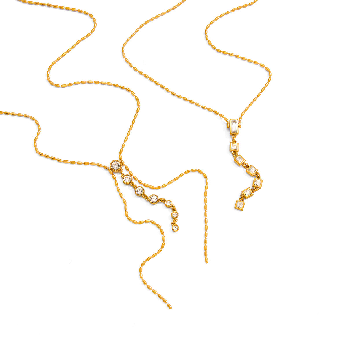 Minimalist Geometric PVD Titanium Steel Necklace with Cubic Zirconia for Women