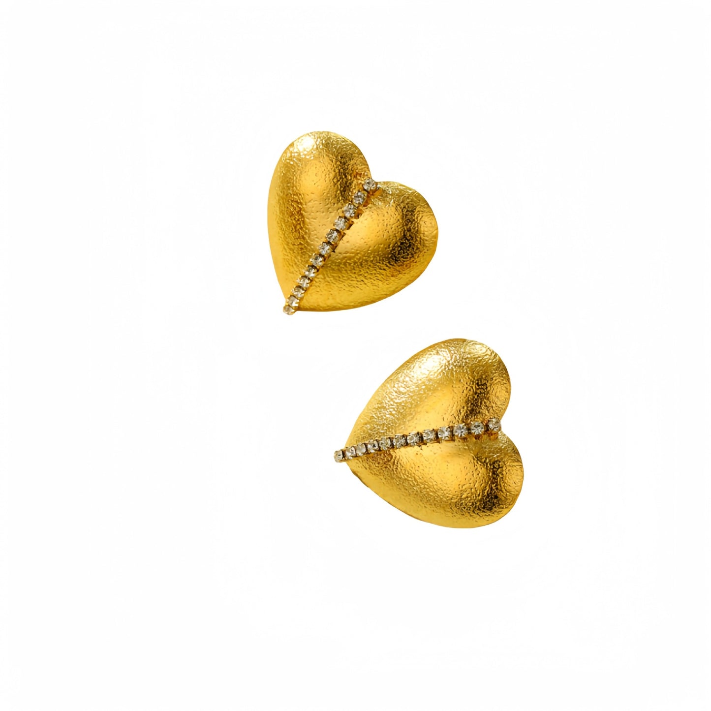 Pendientes de Acero Inoxidable con Forma de Corazón Estilo Vintage con Incrustaciones de Pedrería para Mujer, Pendientes de Tuerca de Titanio Chapados en Oro de 18K