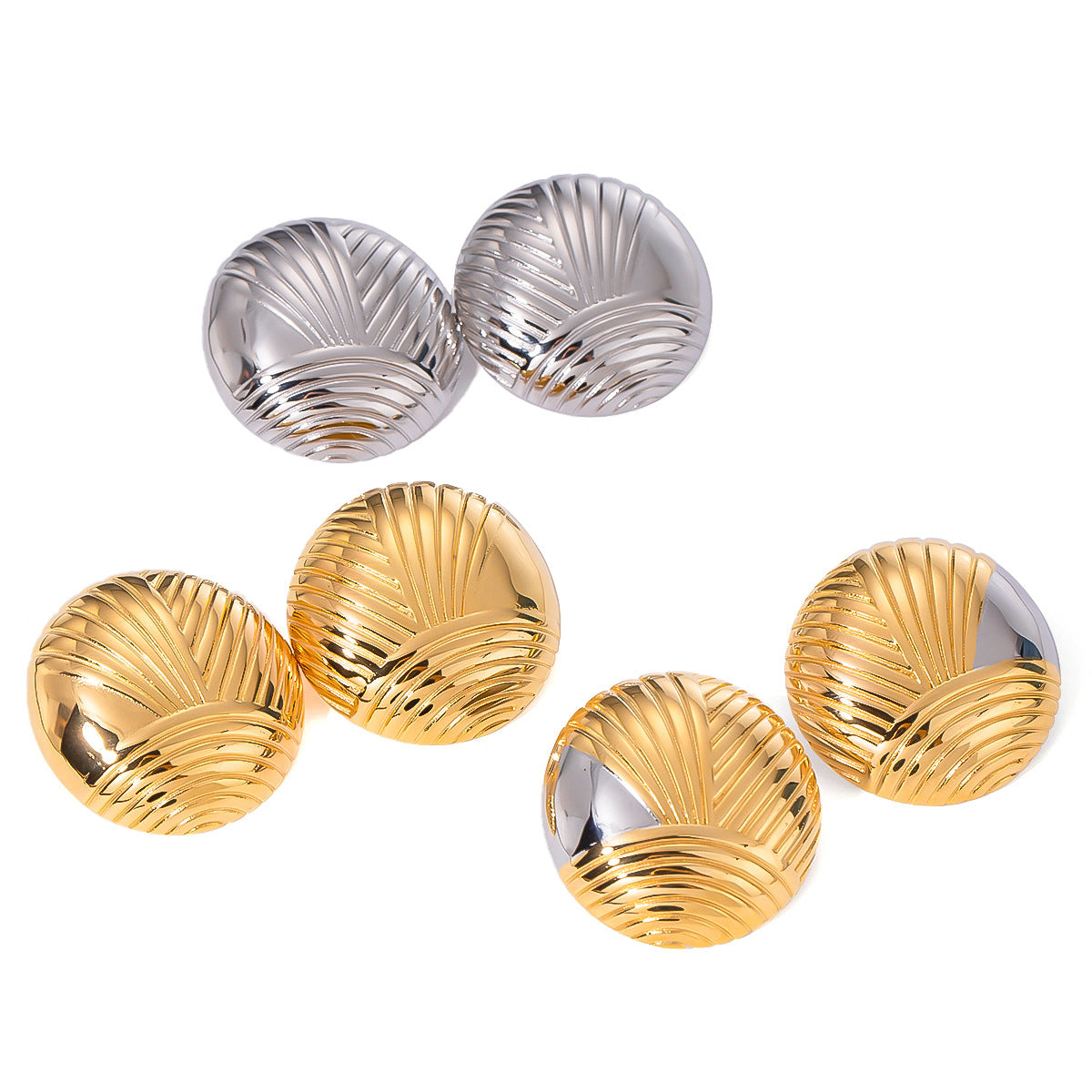 Vintage 18K Gold Plated Geometric Stainless Steel Earrings
