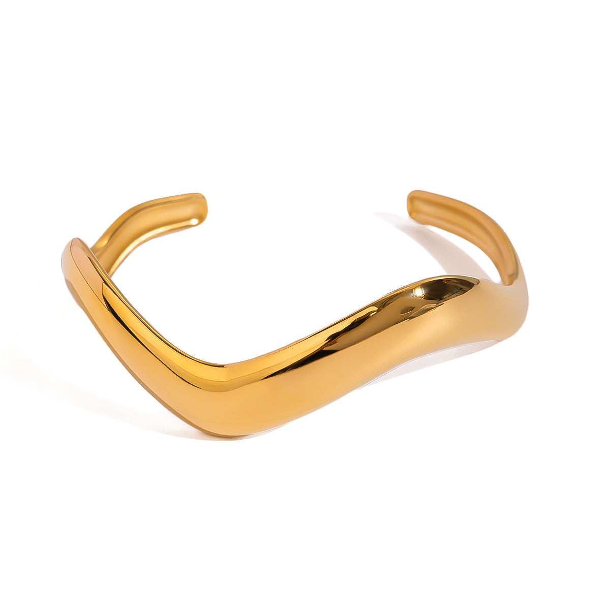 18K Gold Plated Geometric Stainless Steel Open Cuff Bracelet