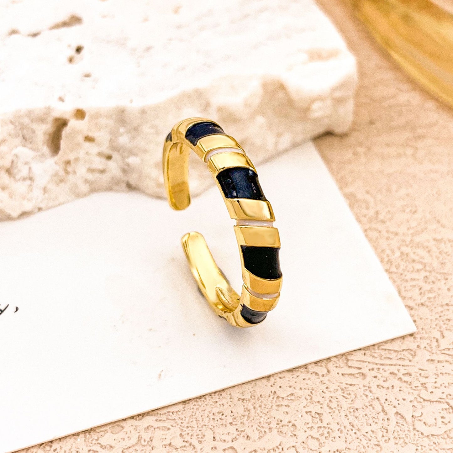 Sweet Floral Enamel Plated Alloy Ring for Women