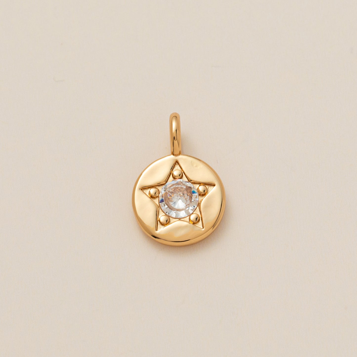 Colorful Cubic Zirconia Star Round Pendant Brass Plated Necklace Charm Bar for December Birthstone