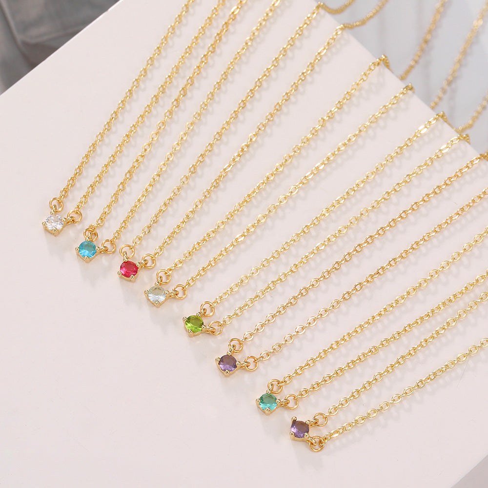 Collana alla moda in rame placcato oro con ciondoli in ametista, smeraldo e zircone, per donna