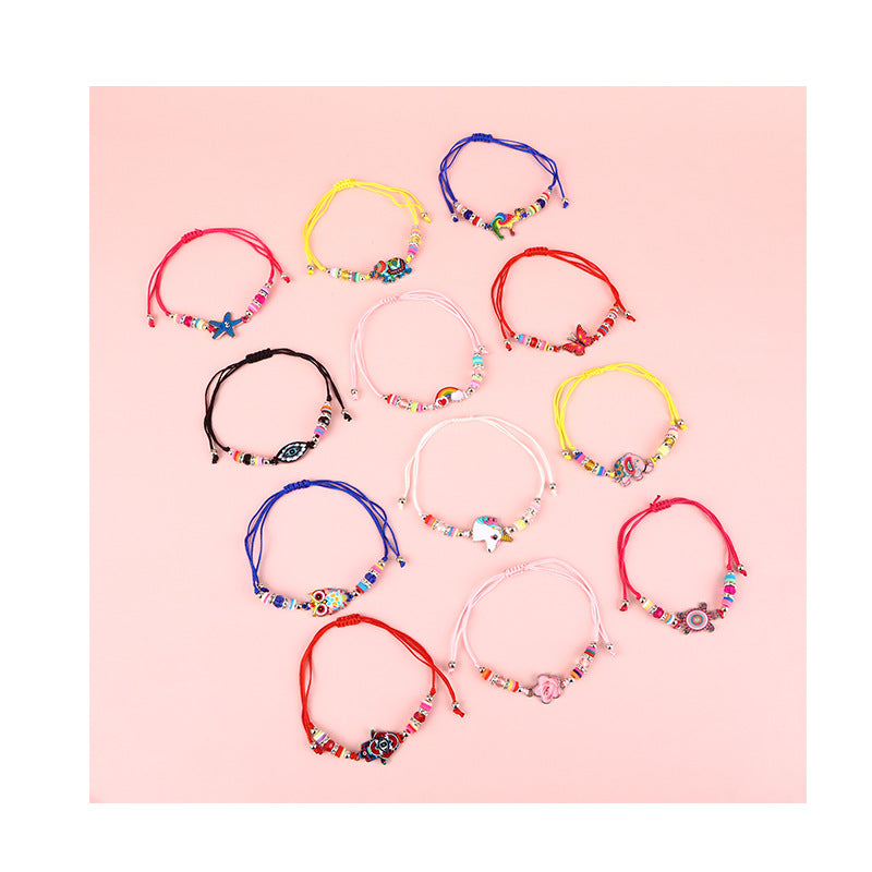 Pulsera de Dijes de Unicornio de Caricatura para Niñas Hecha de Aleación con Acabado de Esmalte, Joyería Infantil Estilo Princesa para Edades de 3 a 10+