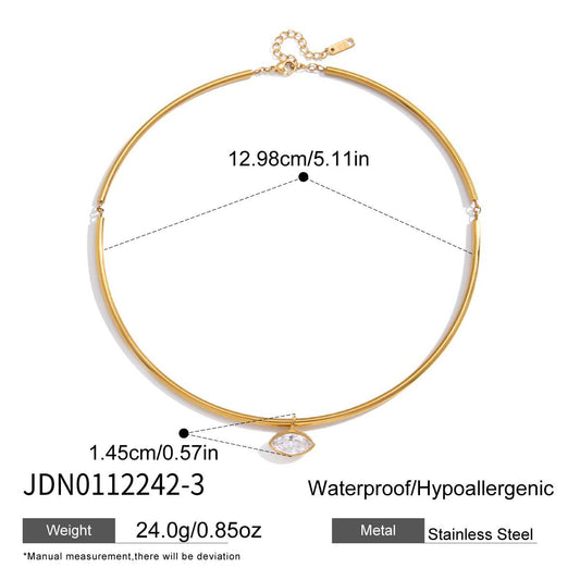 Minimalist Elegant Geometric Stainless Steel PVD Pearl Necklace for Women