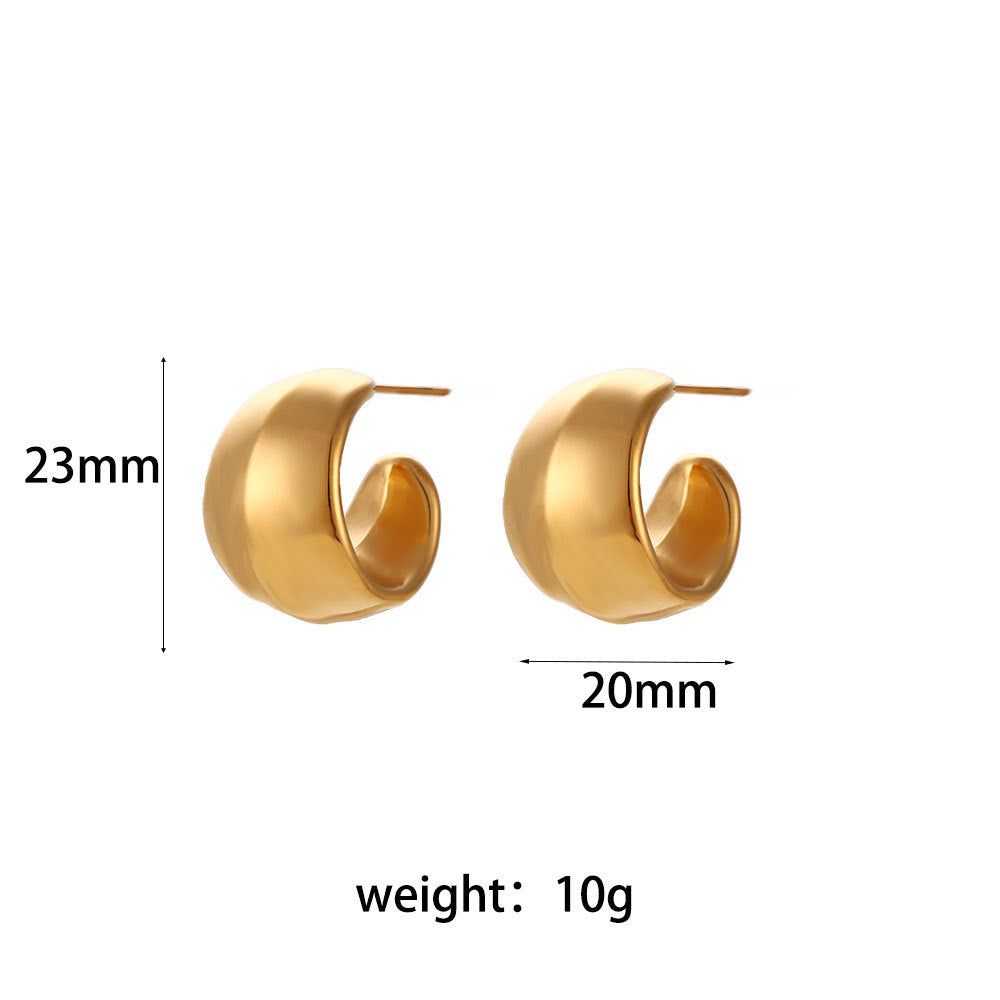 Pendientes de Aro Geométricos Minimalistas de Lujo de Acero Inoxidable con Chapado en Oro de 18K y Diseño Hueco Facetado para Mujer