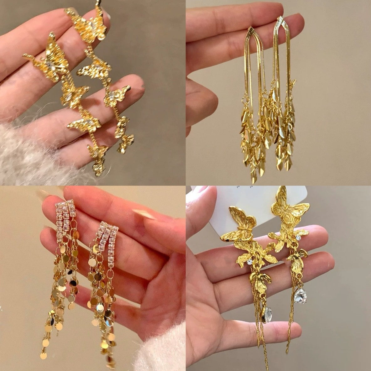 Pendientes Chic de Borla Floral para Mujer con Postes de Plata de Ley 925 y Base de Cobre Bañado