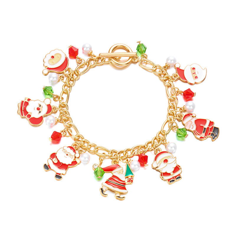 Fashion Christmas Tree Sleigh Reindeer Pendant Bracelet in Alloy with Handcrafted Detail for Women
