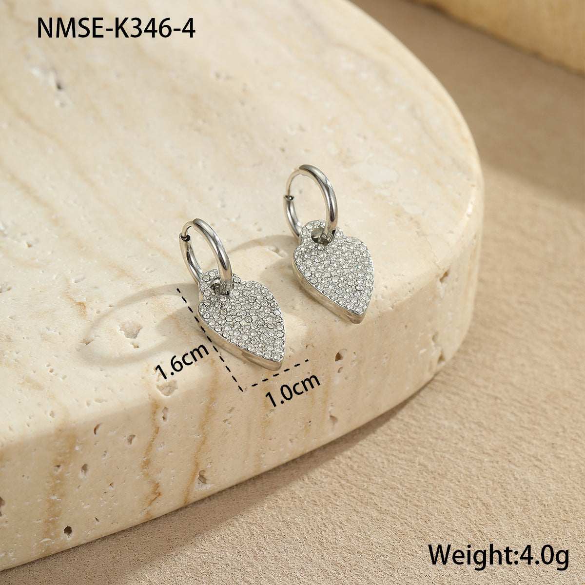 Pendientes de Acero Inoxidable con Forma de Estrella de Mar y Concha con Incrustaciones de Diamantes de Imitación para Mujer