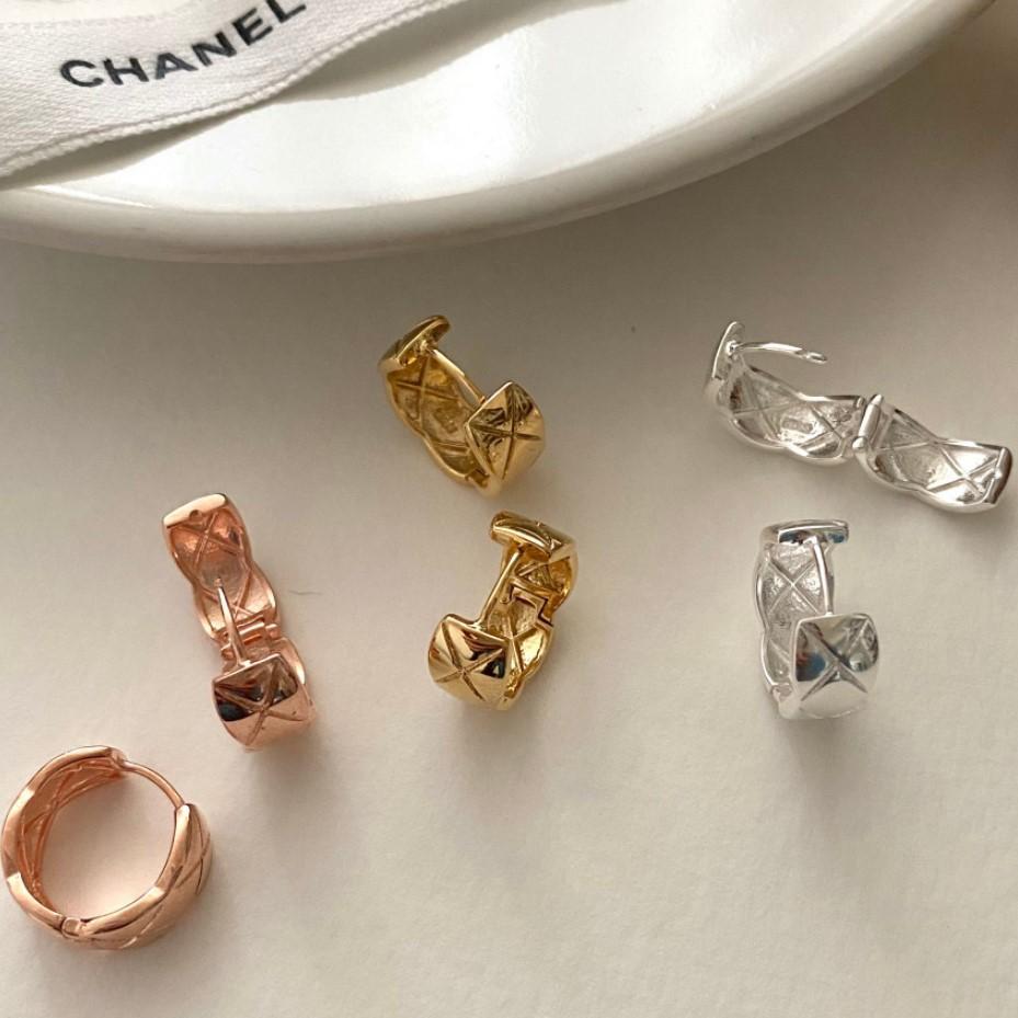 Pendientes con forma de letra minimalistas de inspiración coreana de plata de ley 925 con acabado chapado