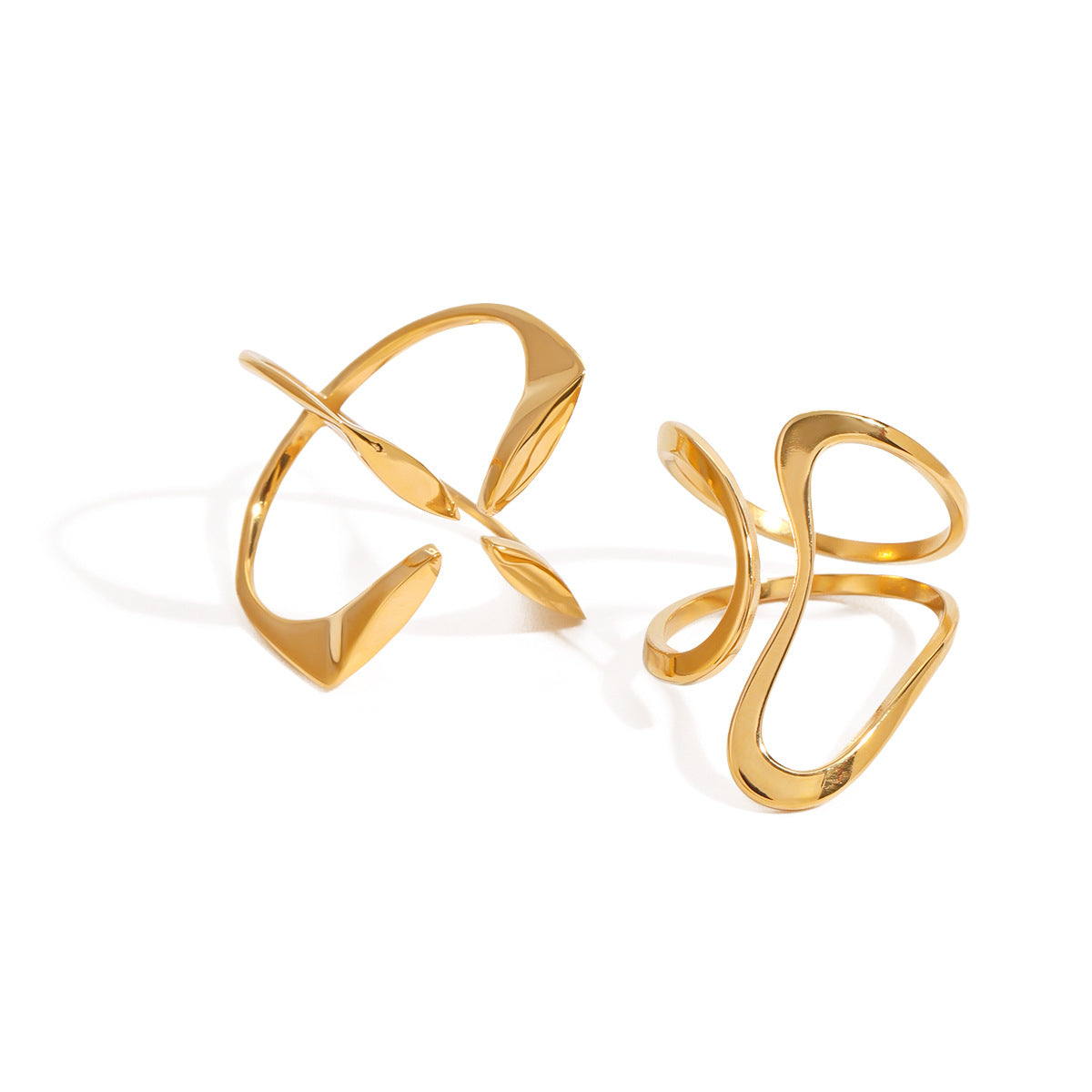 Geometric Plated Stainless Steel Ring for Women