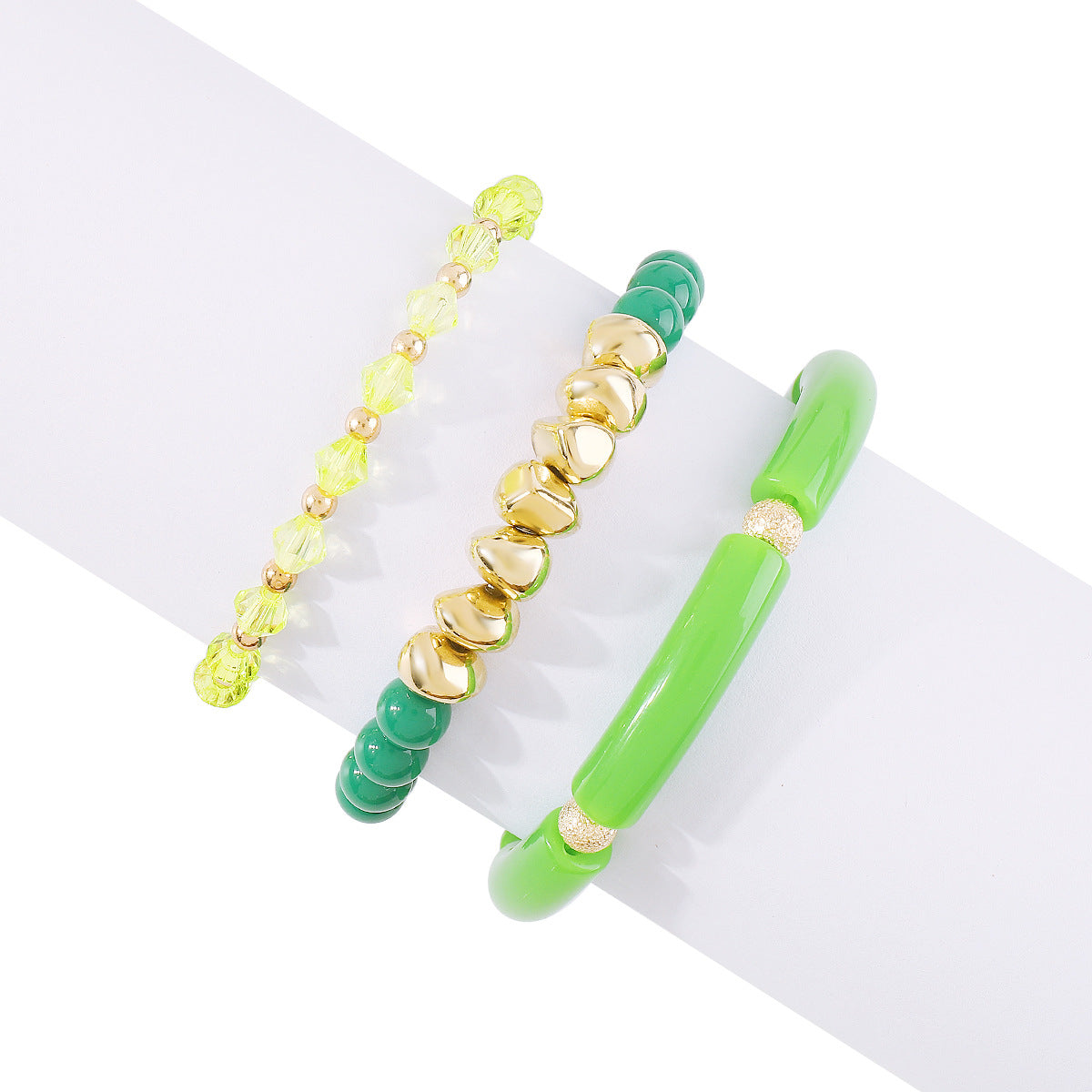 Juego de pulseras trenzadas estilo bohemio minimalista y dulce-dopamina con aleación y cuentas de diseño geométrico