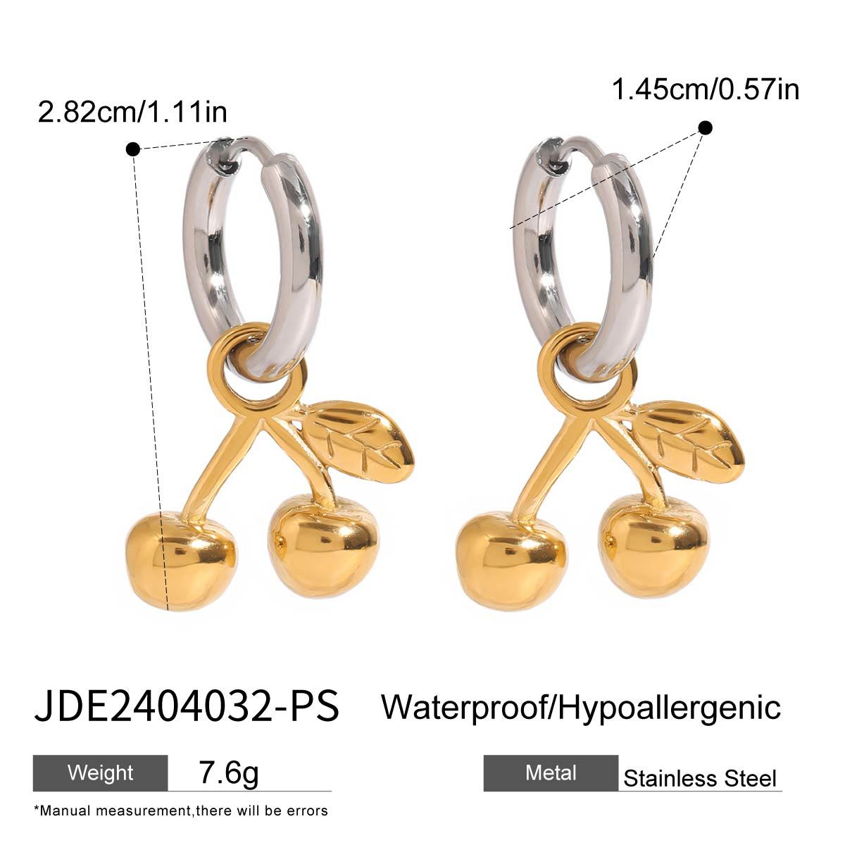 Pendientes de acero inoxidable geométricos con forma de cereza con acabado chapado para mujer, pendientes de moda minimalistas de lujo