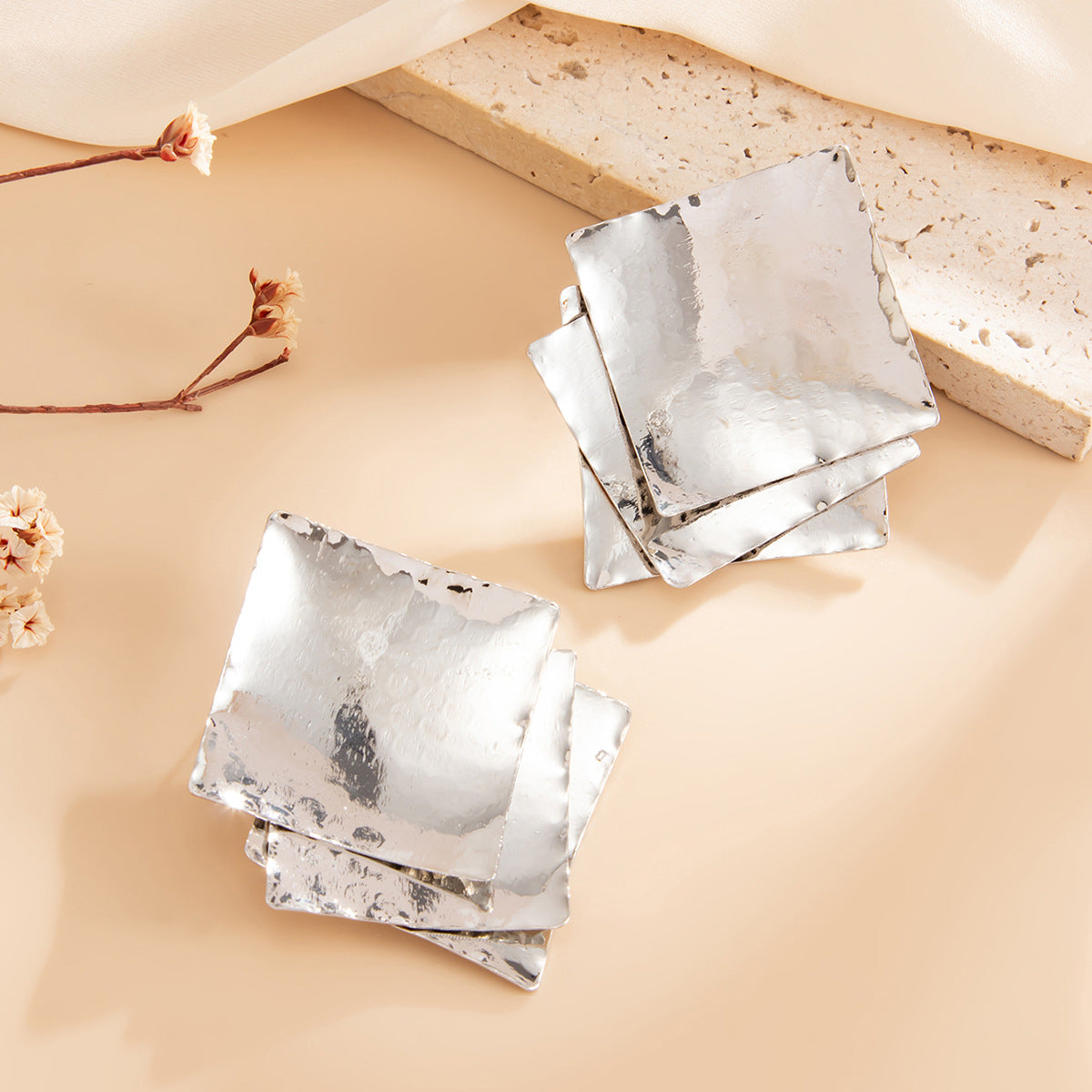 Minimalist Geometric Square Plated Iron Earrings for Women