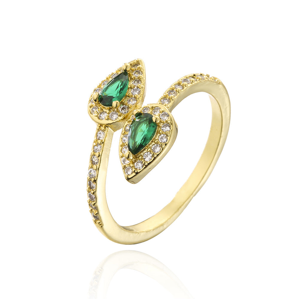 Minimalist Geometric Open Ring 18K Gold Plated Copper Micro Paved Zircon Women Fashion Jewelry