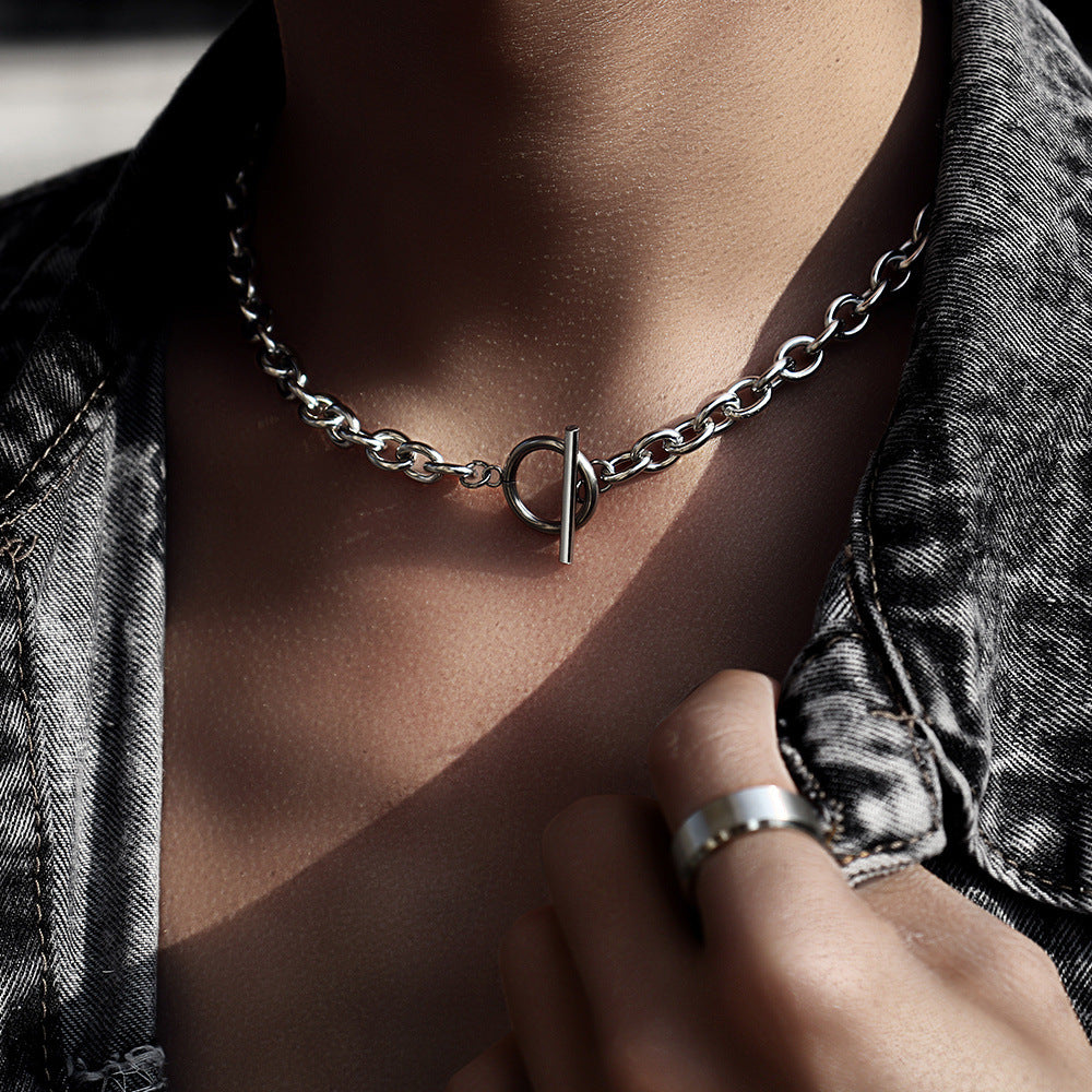 Minimalist Streetwear Hip-hop Geometric Round Stainless Steel Necklace Unisex Cable Chain