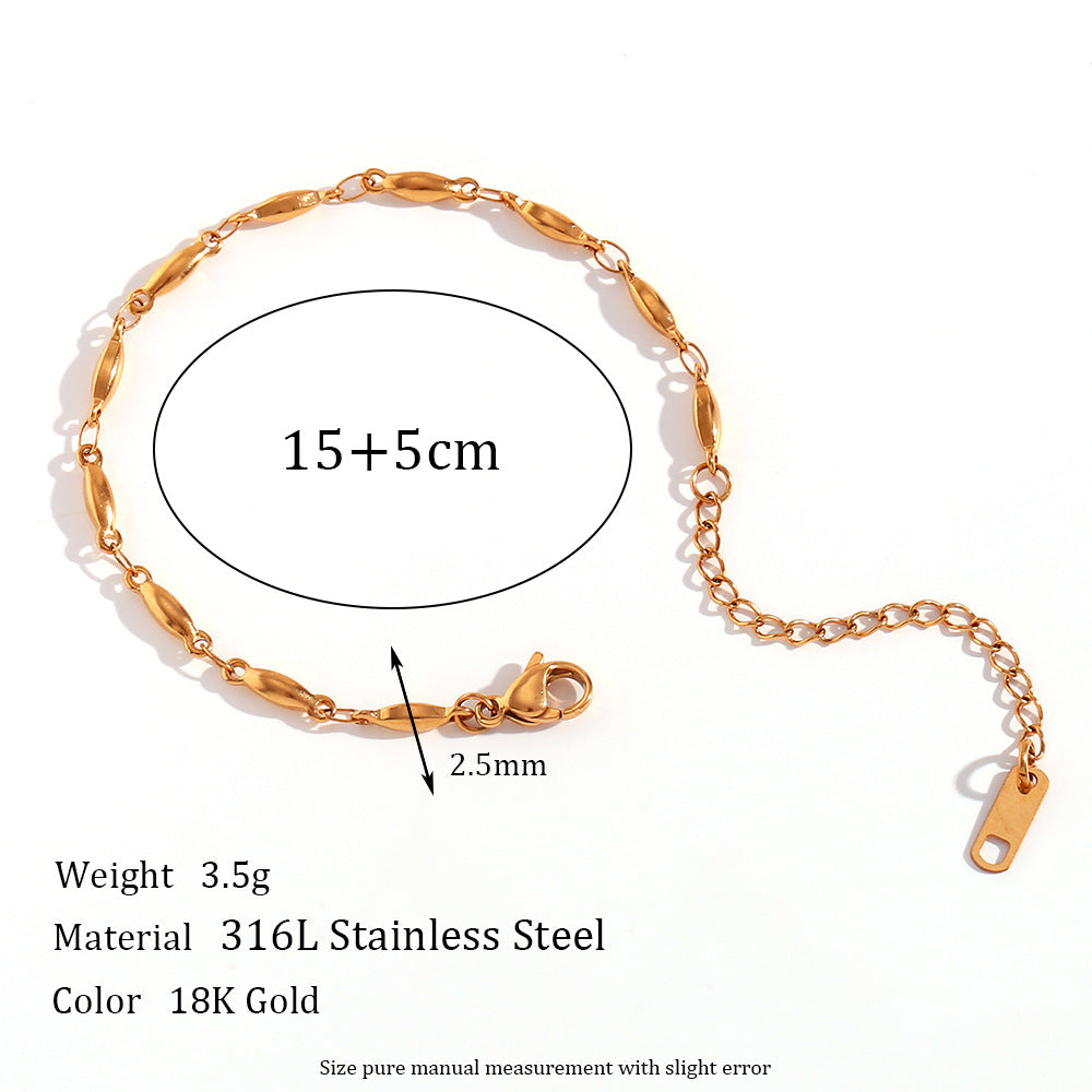 Conjunto de collar y pulsera hechos a mano para mujer de acero inoxidable chapado en oro de 18 quilates con diseño geométrico minimalista